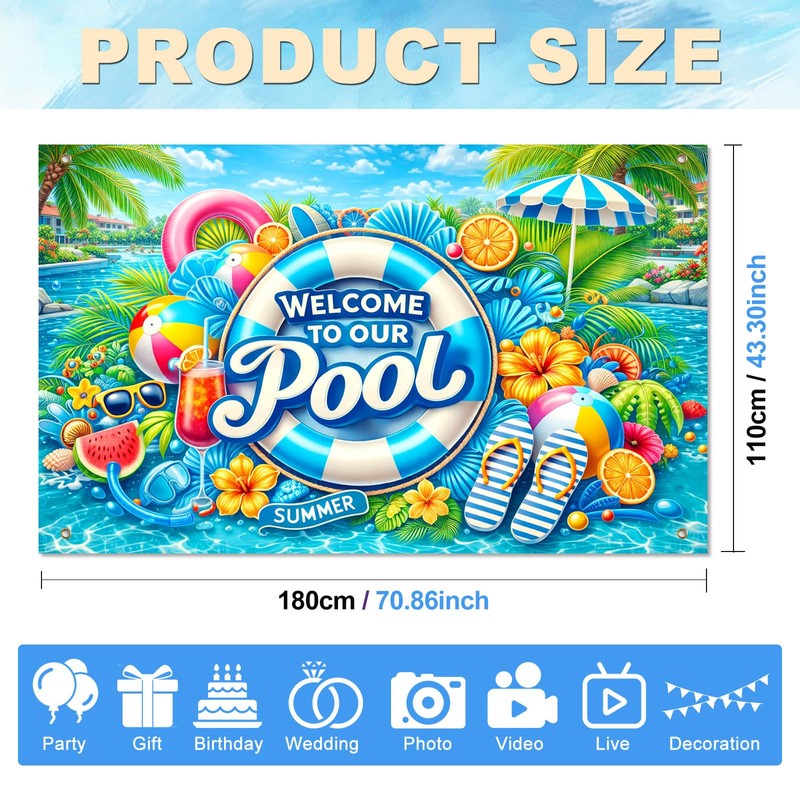 BlissYard Hello Summer Banner 71 x 43 Inches Welcome to
