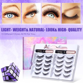 DEJAVIA DEJAVIA Magnetic Lashes [10 Pairs], Premium Natural Looking Magnetic Eyelashes with Eyeliner KitReusable Lightweight Wispy Strong Magnetic Eyelashes with Applicator and Tweezers, No Glue Needed