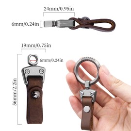Titanium Carabiner Key Ring Clip, Leather Keyring, Quick Release Belt Clip, Belt Loop Key Ring Clip, Removable Key Ring, EDC Belt Carabiner Key Ring