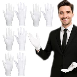 ZcrPrn White Gloves, White Cotton Gloves, Soft for Handling Wedding Dress, Jewelry and Costume, Cotton Glove for Eczema for Men and Women and Eczema and Dry Hands, 4 Pairs Pack
