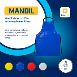 MANDIL DE LONA IMPERMEABLE PARA USO RUDO MULTIUSOS DELANTAL MULTIUSOS (AZUL, GRANDE)