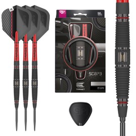 Target Darts Scope Steel Tip Swiss Point Darts, 90% Tungsten Dart Set, Barrel 04-23G | Steel Tip Dart Sets, Red & Black Darts, Professional Dart Set with Swiss Points & Tools