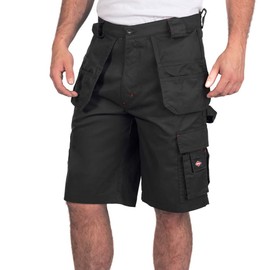 Lee Cooper Workwear LCSHO810 Mens Durable Woven Flexible Comfortable Work Safety Cargo Shorts, Black, 36W