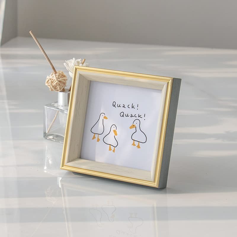 PLUSCHEN 6x6 Blue Beige Square Picture Frame, 6x6 Resin Photo