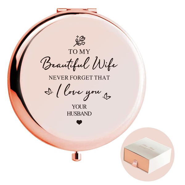 Aglaiprty Gifts for Wife from Husband- I Love You Wife Gifts Compact Mirror- Romantic Gifts for Wife Anniversary - Wife Birthday Gifts from Husband for Mothers Day, Wedding, Valentines or Christmas