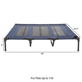 Elevated Dog Bed – 48x35.5 Portable Bed for Pets with Non-Slip Feet – Indoor/Outdoor Dog Cot or Puppy Bed for Pets up to 110lbs by Petmaker (Blue)