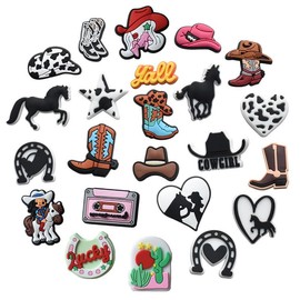 27PCS Cowgirl Shoe Charms for Croc Clog Decoration Horse Croc Charms Accessories for Bracelet Wristband Shoe Decoration Girls Women Kids Adults Party Favor