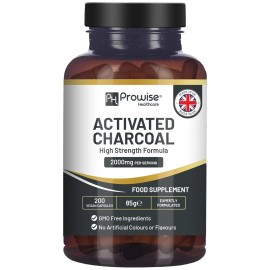 Activated Charcoal 200 Vegan Capsules | Relief Gas & Bloating | by Prowise UK