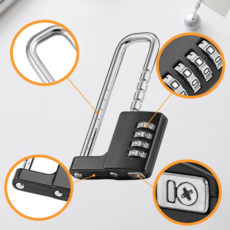 Filhome Combination Lock with Shackle Long 4 Digit Combination Lock