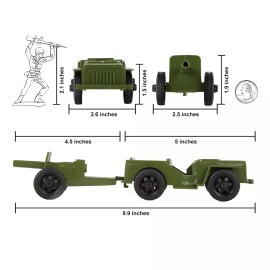 BMC Toys TimMee Processed Plastic OD GREEN Willys Jeep Artillery Tim Mee Army Men Set USA