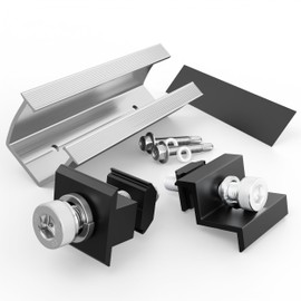 AMSID-SOLAR Solar Panel Bracket Solar Panel Balcony Power Station Mounting Rail 12 cm, PV Bracket Adjustable Black Clamp 30-35 mm, Mounting Set 2 Modules Suitable for Flat Roof Trapezoidal Roof