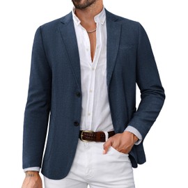 PJ PAUL JONES Men Casual Sport Coats Lightweight Blazer Jacket Regular Fit Two Button Sport Coat Denim Blue XL