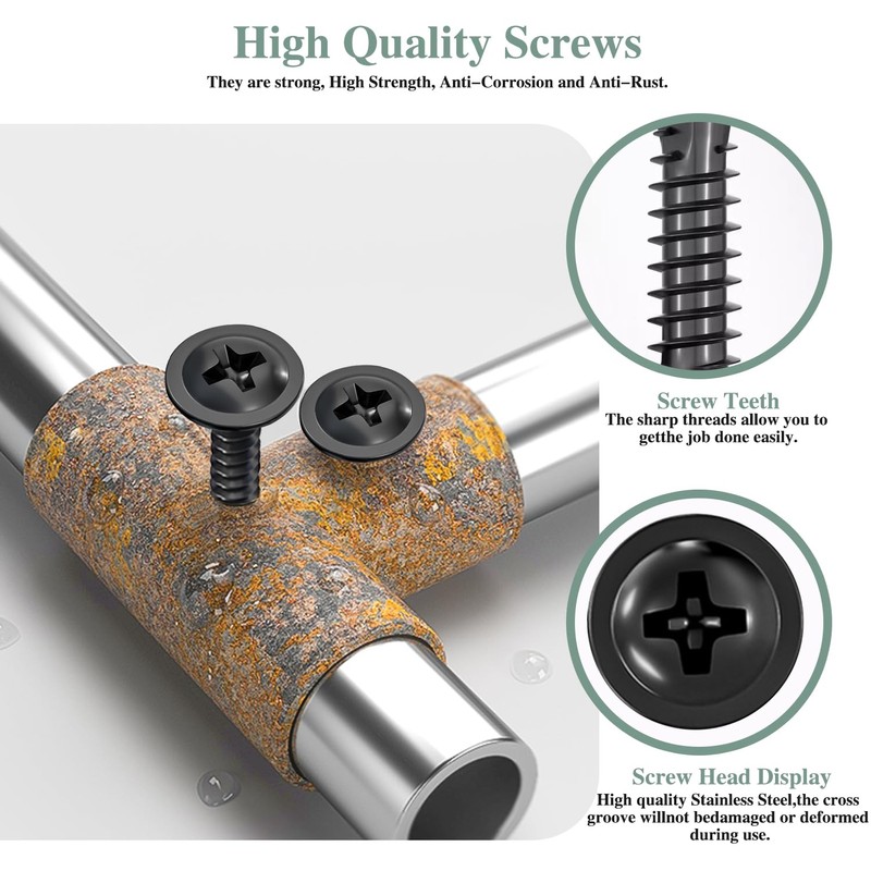 GOHODOMINO #8×2" Sheet Metal Screws 100Pcs 410 Stainless Steel Truss