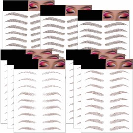 Eyebrow Tattoo 9 Sheets, 81 Pairs Eyebrow Tattoo Sticker Waterproof 4D Hair-Like Temporary Eyebrows Peel Off Brows Grooming Transfers Stickers Makeup for Women, Men, Girls, Brown