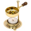 Handcrafted Adjustable Resin Incense Burner in Golden Brass with Wooden