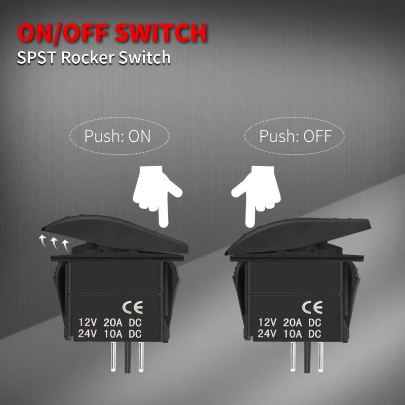 Daiertek Marine Rocker Switch 12V Waterproof Toggle Switch 12 Volt