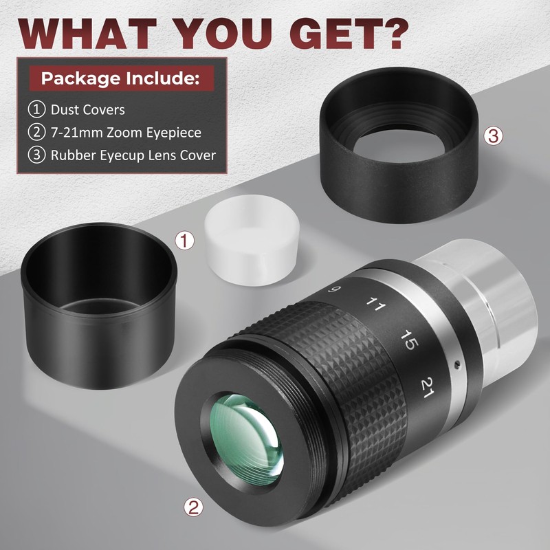 Alstar 1.25" 7-21mm Zoom Eyepiece for Telescope