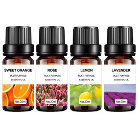 Essential Oils Set - Aromatherapy Oils Gift Set, 4 Pack, 20ml (Lavender, Rose, Lemon, Orange) for Water Air Purifiers, Home Fragrance