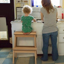 HOUCHICS Step Stool for Adults with 400 lb for Bedside Step Helper for Kitchen,Bathroom,Bedroom (Wooden)