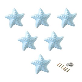 Lovely Ceramic Knob Starfish Shape for Kid's Room Furniture Cabinet Handles Ceramic Drawer Pull Kitchen Drawer Pulls 6 Pack