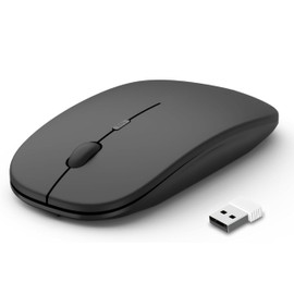 Wireless Mouse for Laptop, 2.4GHz Slim Mouse with USB Receiver, Portable Computer mouse with USB Receiver for PC Laptop, Small Pocket Compact Travel Mice Optical Cordless mouse (Black)