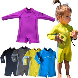 Selective HA Baby, Infant, Toddler, Kids Ultrasoft 1.5mm and 2.5mm Neoprene Longsleeve Shorty Wetsuit Springsuit, Yamamoto and Traditional Neoprene Versions (Electric Purple 2.5mm Yamamoto, 4T (L))