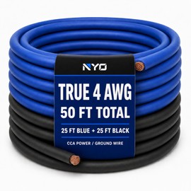 4 Gauge Wire, 50 FT CCA 4 AWG Power Ground Battery Cable