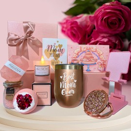 Cute pink stuff for Mom,Wife,Her-Grandma gifts-Heartwarming Mom Birthday Gift from Daughter, Son, Kids-Gift for Mom,Best Mom Gift idea-Get Well Soon Care Package-Happy Bath Set Relaxing Spa Gift