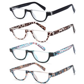 EYEURL Half Frame Reading Glasses for Women-4 Pack Blue Light Glasses Fashion Computer Readers for Women Anti UV Ray Eyeglasses with Spring Hinges 1.75