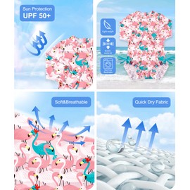 BesserBay Toddler Girls Snaps Bottom UPF 50+ Sun Proteceion Flamingo Pink Rashguard Swimsuit 24-36 Months