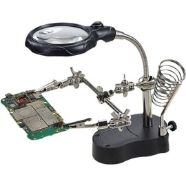 LED Light Helping Hands Soldering Magnifier Station Professional 3.5X 12X Magnifying Glass Stand with Alligator Clips for Soldering, Fabrication and Inspection of Micro-Objects