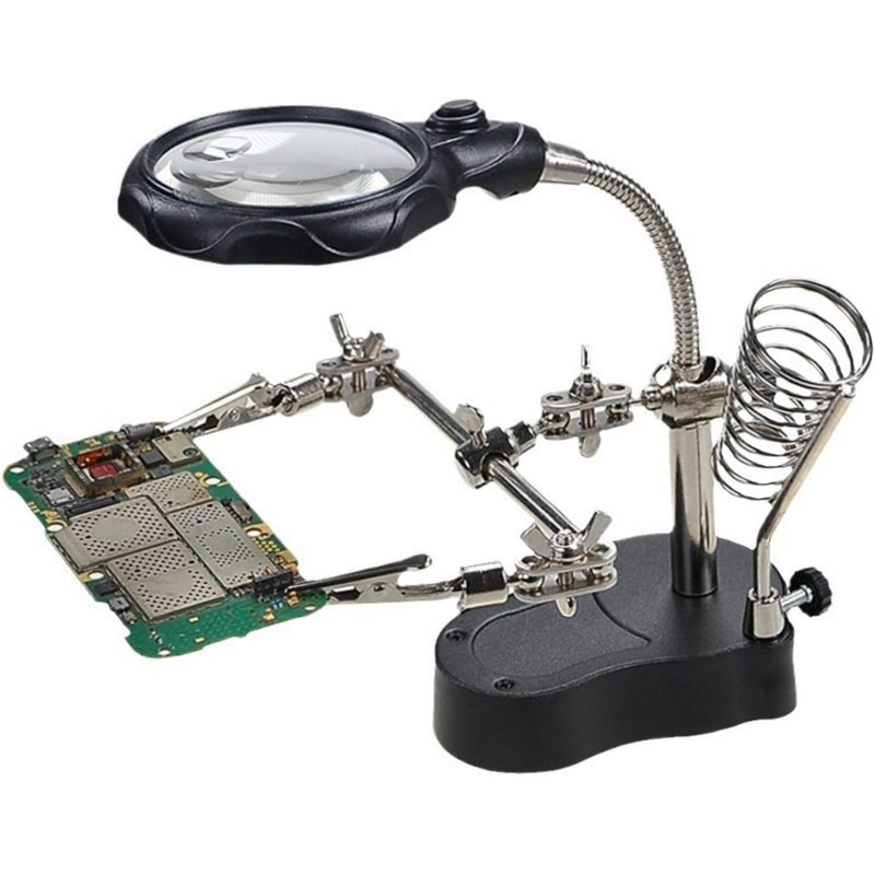 LED Light Helping Hands Soldering Magnifier Station Professional 3.5X 12X