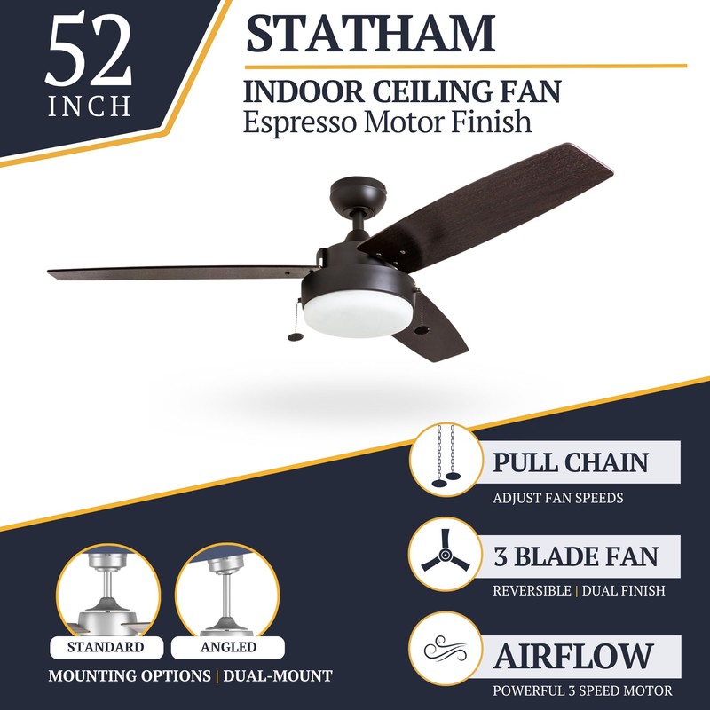 Prominence Home Statham, 52 Inch Contemporary Indoor LED Ceiling Fan