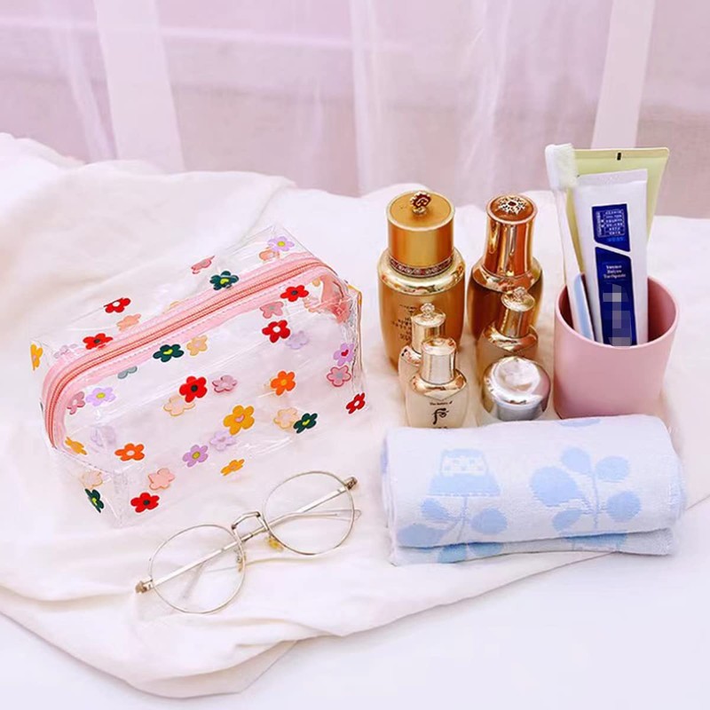 ZMZZ Cute makeup bag, transparent portable makeup bag, waterproof toiletries
