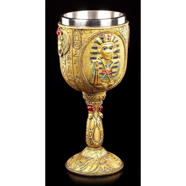 Chalice with EGYPIAN KING TUTANKHAMUN - Decorative Figurine Fantasy
