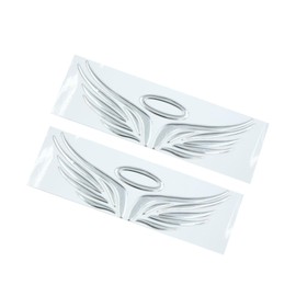 Motoforti 2pcs Silver Tone Angel Wings Pattern Auto Car Sticker 3D Reflective Decal Long-Lasting