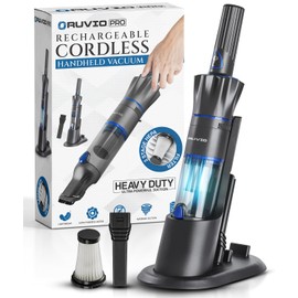 Ruvio Handheld Vacuum Cordless for Home and Car, Lightweight Portable Hand Held Vacuums Cordless Works on Pet Hair, Floor, Hard Wood, 2X HEPA Filtration, Crevice Nozzle Included
