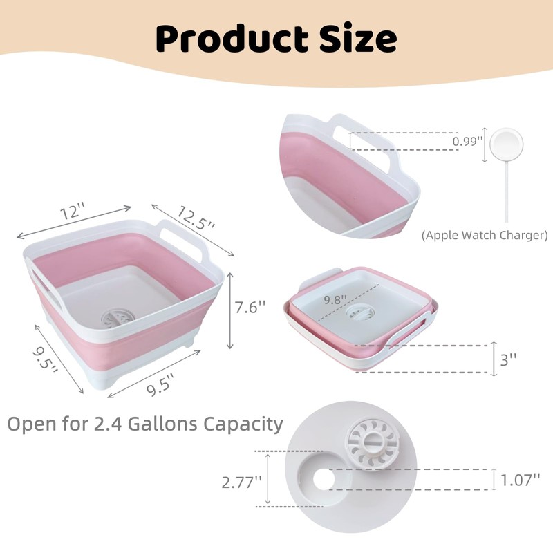 GIMWA Collapsible Wash Basin for Baby Bottles - 2.4 Gallons