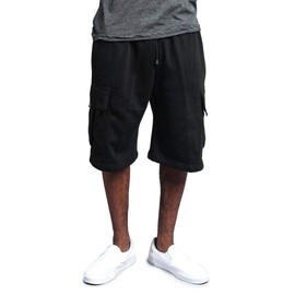 G-Style USA Men's Solid Fleece Heavyweight Cargo Shorts FS76 - Black - 2X-Large