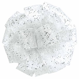 Offray, White & Silver Wired Edge Cosmic Glitz Craft Ribbon, 1 1/2-Inch x 9-Feet