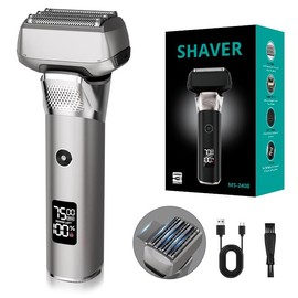 Electric Razor for Men Professional Detachable Wet/Dry Electric Foil Shaver with Pop-up Trimmer 70 Minute Runtime, Rechargeable Precision Trimmer (Silver)
