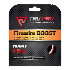 TRU PRO Firewire Boost - Tennis String (Hybrid Poly/Poly): Ultimate Ball Bite with Added Arm-Friendliness (18g, 2x6.8 m RED/White)