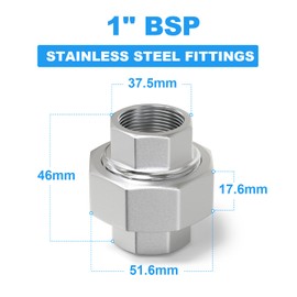 ERGAOBOY 2 pieces 304 stainless steel screw connection, 1 inch BSP female thread x 1 inch BSP female thread pipe fitting for water/oil/gas