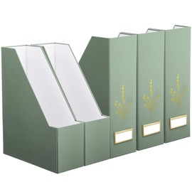 AmazingSpark 5 Pack Magazine File Holder Office Desk Storage Holder Set Vertical Desk Cardboard Organizer for Office Home Classroom Organize Your File Magazines Paperwork Books or Binders(Sage Green)