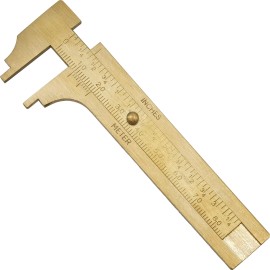 FindingKing Brass Gauge Bead Ruler Measure & Convert Inches/Metric