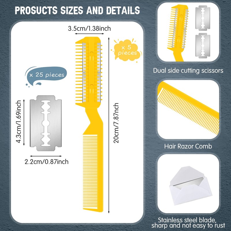 Yinkin 5 Pieces Razor Comb for Dogs Hair Grooming Trimmer