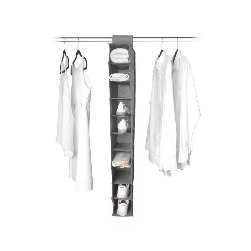 Escanver Organizador Closet Zapatos Bufandas 10 Espacio Colgable Gris