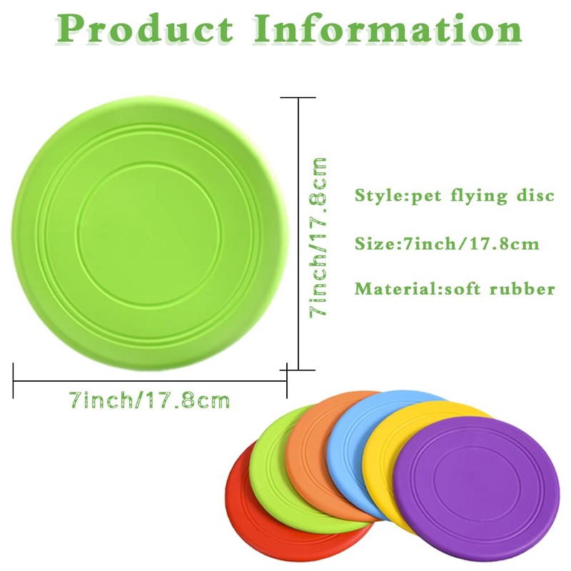 Bvrbaory 6 Pack Dog Flying Discs - Interactive, Soft Floating