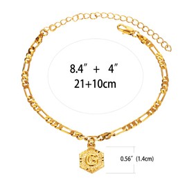 Initial Ankle Bracelets for Women Men, 18K Gold Silver Figaro Cuban Link Anklet Bracelet for Women Custom Name Gold Anklet with Initials