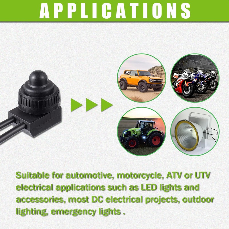EPLZON KP-107 Waterproof Push Button Switch 12V ON/Off SPST Switch
